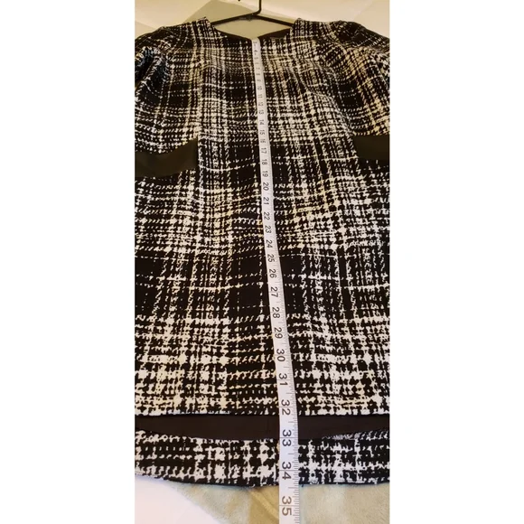 BANANA REPUBLIC FACTORY Women's Black/White Plaid Size 2 Short Sleeve Dr… - Picture 11 of 12
